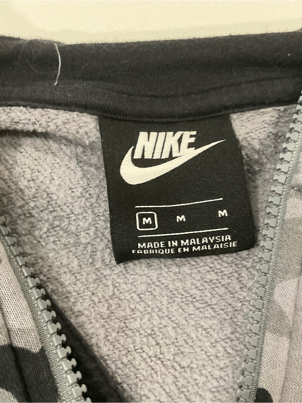 Nike Boys Gray Black Camo Full Zip Hoodie Sweatshirt Fleece Lined - Picture 4 of 8